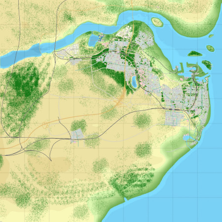 mapa Førerstad w Cities:Skylines, stan na 200 tys. mieszkańców.